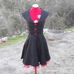 Elegant Black Dress with Red Accents